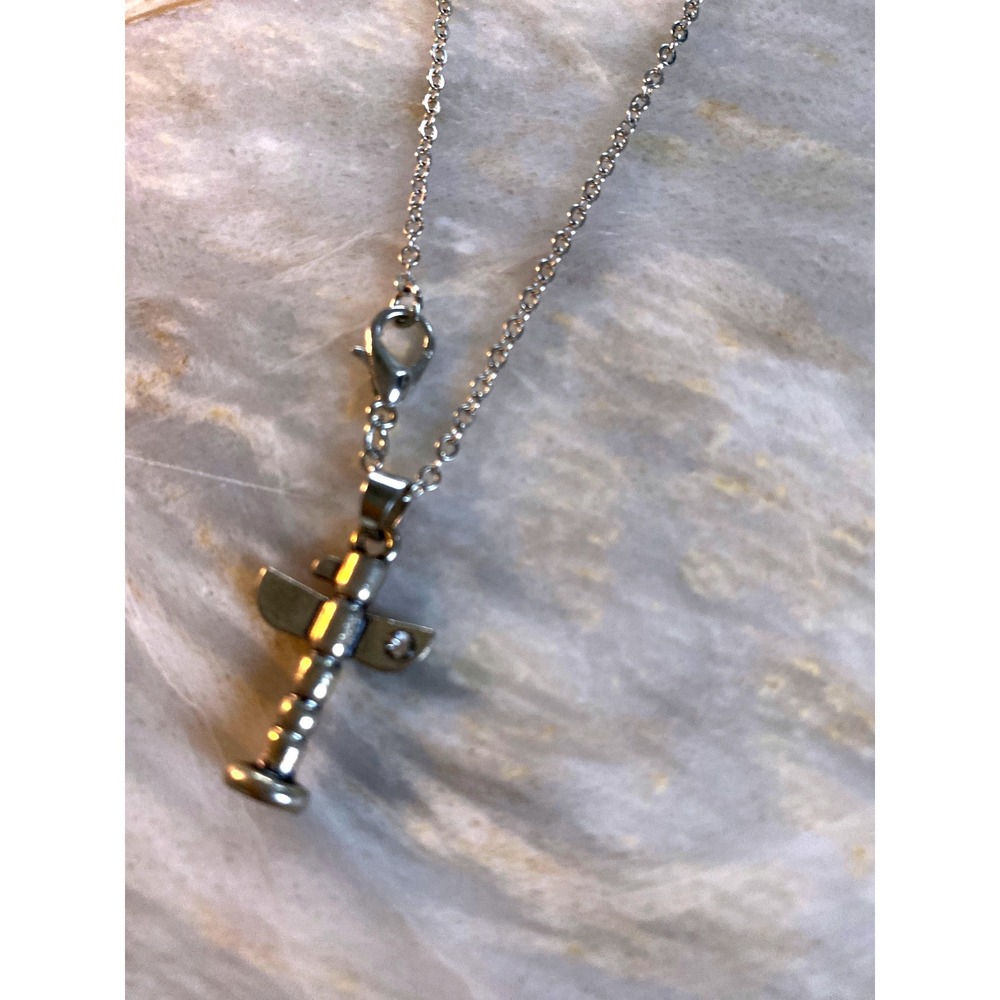 Express Silver Tone Totem Pole Pendant Necklace with Crystal Accent New